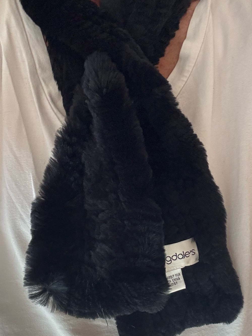 Bloomingdale's Black Faux Fur Scarf